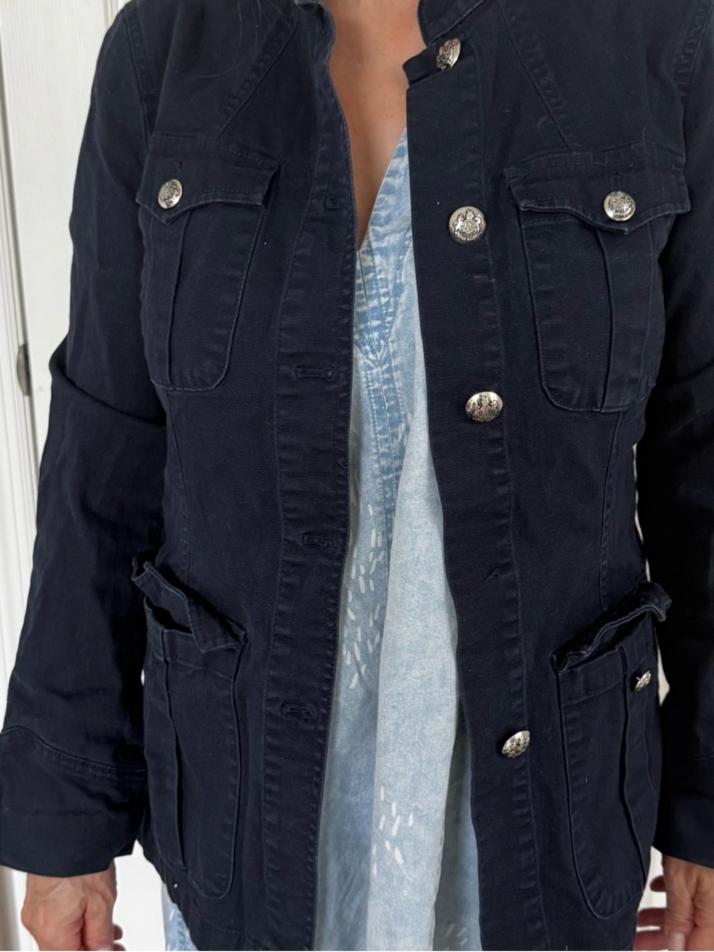 Women's Navy Utility Jacket - Classic Button-Front